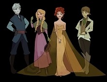 Wielka Czwórka cosplayująca Kristoffa, Annę, Elsę i Hansa :P