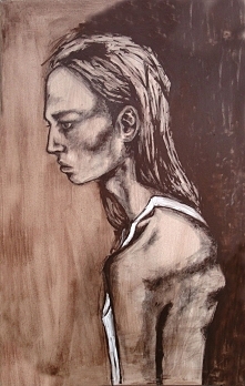 Węgiel i akryl na płótnie