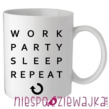 work, party, sleep, repeat
to Twoja filozofia życia?

Manifestuj ją więc z pomocą naszego garnuszka! :)

Kubek ceramiczny 330ml