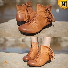 Fashion Zip Leather Ankle Boots with Tassels CW305010
