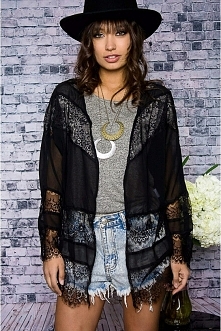 black lace summer kimono