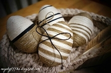 Jaja ozdobione sznurkiem diy.