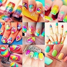 teczowe paznokcie fajny pomysl na impreze ♡☆