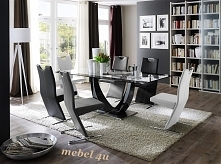 szklany stół Verto + nowoczesne krzesła Artist