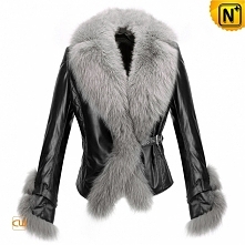 Budapest Womens Fur Trimmed Leather Jacket CW611205