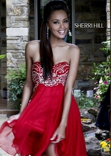 New Sherri Hill 3880 Red Short Flirty Beaded Dress 2015 Online Sale