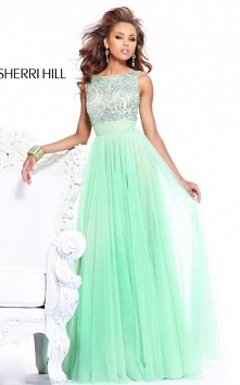 Green V-Back Prom Dress 2015 Sherri Hill 11022