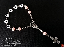 Różaniec z imieniem ~ PAMIĄTKA CHRZTU lub PIERWSZEJ KOMUNII ~ ARTUNIQUE.PL