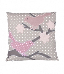 Poduszka w kropki z ptaszkami 45x45