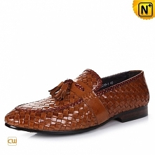 Cwmalls Mens Woven Leather Dress Loafers Shoes CW750068