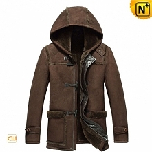 Moscow Men Brown Shearling Jacket with Hood CW877398