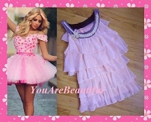 Piękna tunika w stylu baby doll, szyfonowe falbanki, aplikacja z pereł. Kolor jasny pudrowy róż. 
Wyprzedaż z szafy. Kliknij w obrazek aby kupić.