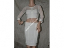 Biała sukienka bandażowa - 2 cz, top z rękawem, wstawka z siateczki. Mega efekt. Kliknij w obrazek aby kupić.