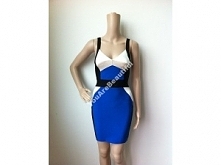 Śliczna kobieca kontrastowy panel sukienka bandażowa color block. Kliknij w zdjęcie aby kupić.