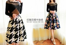 Elegancka spódnica za kolano. W kwiaty i nie tylko. Po kliknięciu w zdjęcie więcej kolorów i rozmiarów.