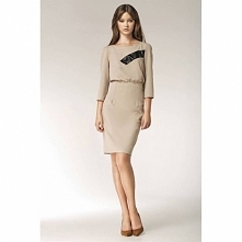 Beżowa sukienka do pracy S38