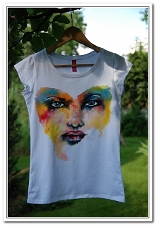 koszulka malowana ręcznie farbami do tkanin, utrwalana termicznie- handmade - agneska24@gmail.com