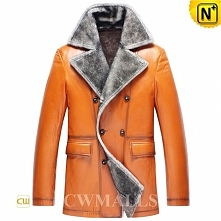 Mens Shearling Pea Coat CW857160 - cwmalls.com