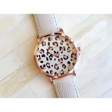 Zegarek z tarczą w panterkę - biały - 19,99zł - klik w zdjęcie