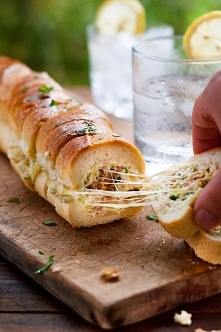 Cheese Jalapeno Bacon Stuffed Baguette With Garlic Butter