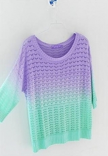 Colorful Gradient Hollow Pullover S