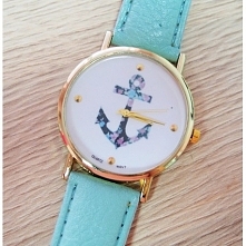 Zegarek z kwiatową kotwicą i miętowym paskiem - 19,99zł - klik w zdjęcie