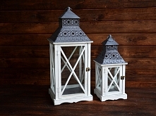 Piękne białe latarnie z metalowym szarym dachem, lekko przecierane <3
