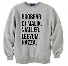 bluza ONE DIRECTION - modna bluza dla directioners z napisami BOOBEAR DJ MALIK NIALLER LEYUM HAZZA - fajna bluza blogerska damska i męska z nadrukiem ; świetny pomysł na prezent...