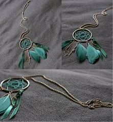 dream catcher - łapacz snów - długi naszyjnik z zawieszką