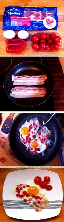 Cały przepis na: coslychacwinternetach.blogspot.com Pomysł na śniadanie: jajka na boczku.