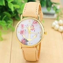 Zegarek kotwica na kwiatach - kremowy - 21,99zł - klik w zdjęcie