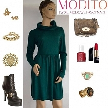 Zielona, elegancka sukienka. Po kliknięciu w zdjęcie więcej szczegółów.