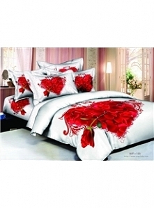 Romantic Heart-shaped Flowers Cotton 4 Piece Bedding Sets