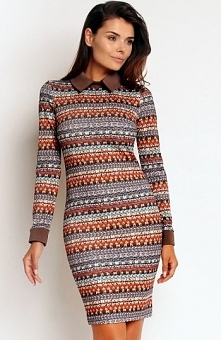 Nommo NA82 sukienka boho Elegancka sukienka, długi rękaw, dopasowany fason