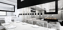 salon z jadalnią - jasne wnętrze | ACCELERATED ARCHITECTURE