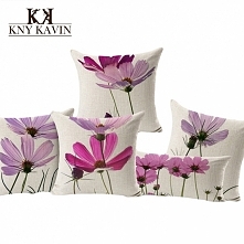 Partysu Style Purple Flowers Cushions Home Decor Pillows New 2015 Signature Cotton Cecorative Throw Pillows Decor Pillow HH596