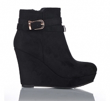 Botki czarne kopytka . Botki na koturnie. Sklep z butami  -styloweobcasy.pl