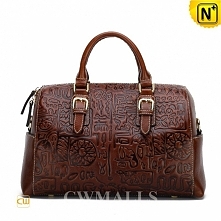 Floral Embossed Leather Totes Brown CW251175