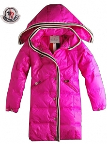MONCLER Women Down Coats With Hood Zip Peach Outerwear