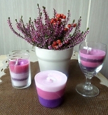 Fioletowo- wrzosowe świeczki, sama robiłam ;) Kliknijcie w obrazek, żeby sprawdzić jak :)