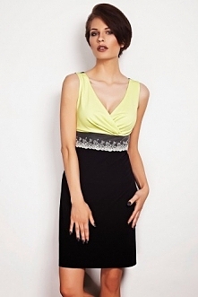 Limonkowa sukienka o dopasowanym kroju