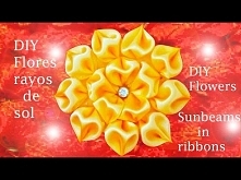 DIY Kanzashi flores rayos de sol en cintas flowers sunbeams in ribbons