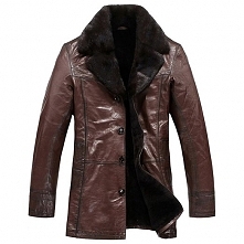 Cwmalls Mens Brown Shearling Leather Coat