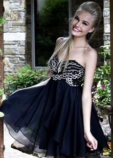 Black Short Jeweled Layered Homecoming Dress