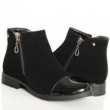 BOTKI - CZARNE MIEJSKIE WYGODNE LAKIEROWANY NOSEK