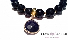 Kamień jadeit - zawieszka srebro pr. 925 pokryte 24k złotem i lapis lazuli