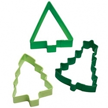 Foremki metalowe do wykrawania ciastek w kształcie choinki (3 szt. w komplecie)