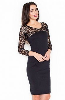 Katrus K322 sukienka czarna Niezwykle seksowna sukienka, doskonale podkreśla kobiece kształty, okrągły dekolt