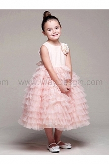 Peach Satin Bodice Layered Tulle Dress