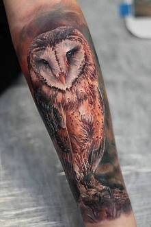 owl realistic tattoo